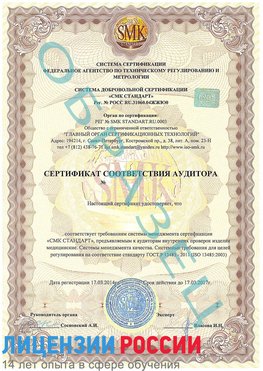 Образец сертификата соответствия аудитора Старый Оскол Сертификат ISO 13485
