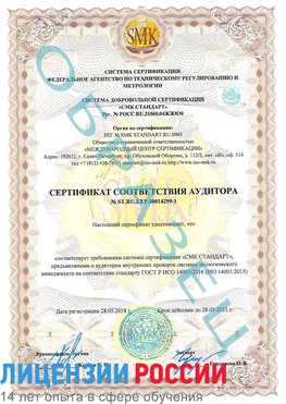 Образец сертификата соответствия аудитора №ST.RU.EXP.00014299-1 Старый Оскол Сертификат ISO 14001